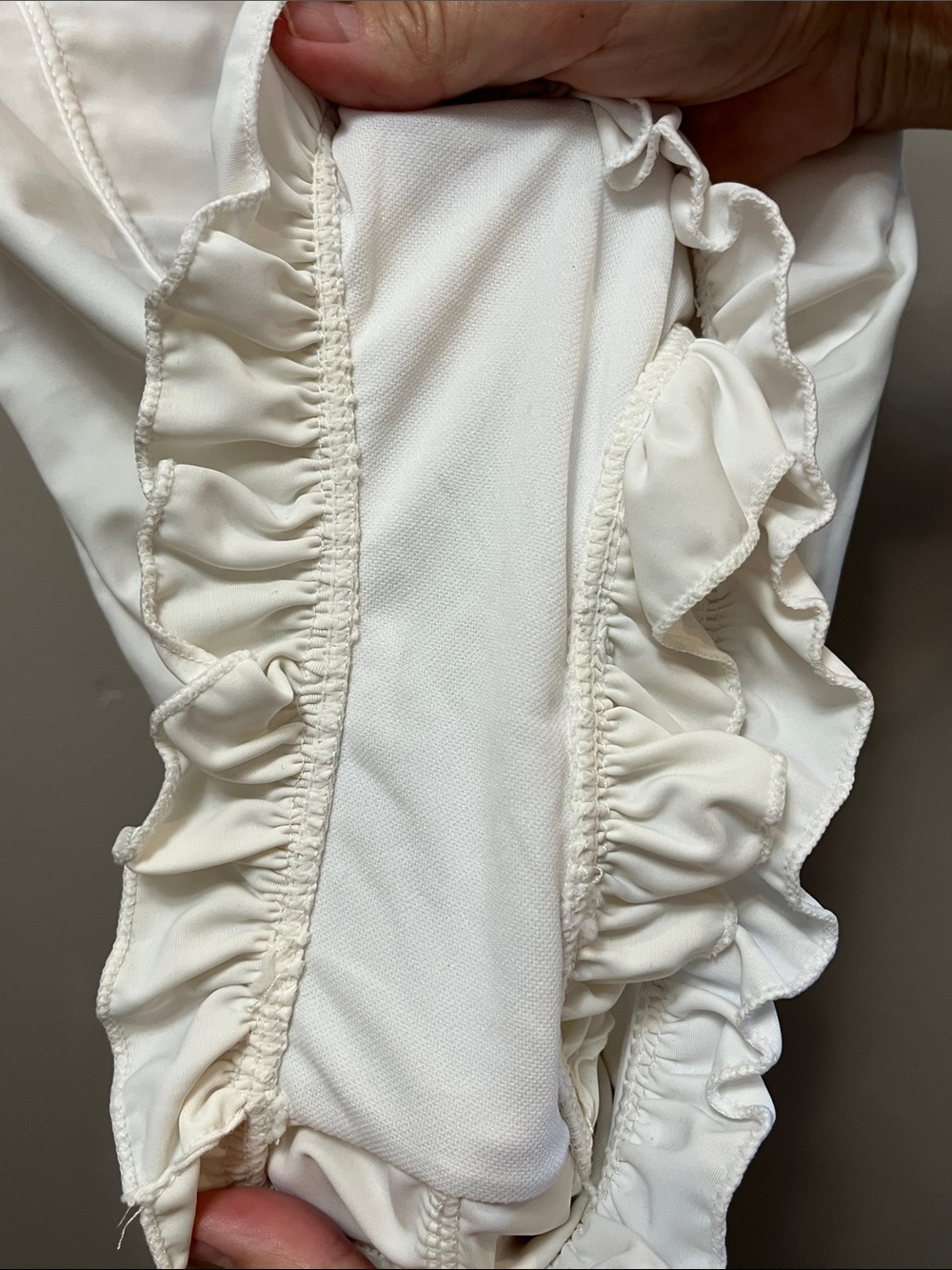 White Ruffle One-Piece Bodysuit Swimwear - Picture 6 of 8